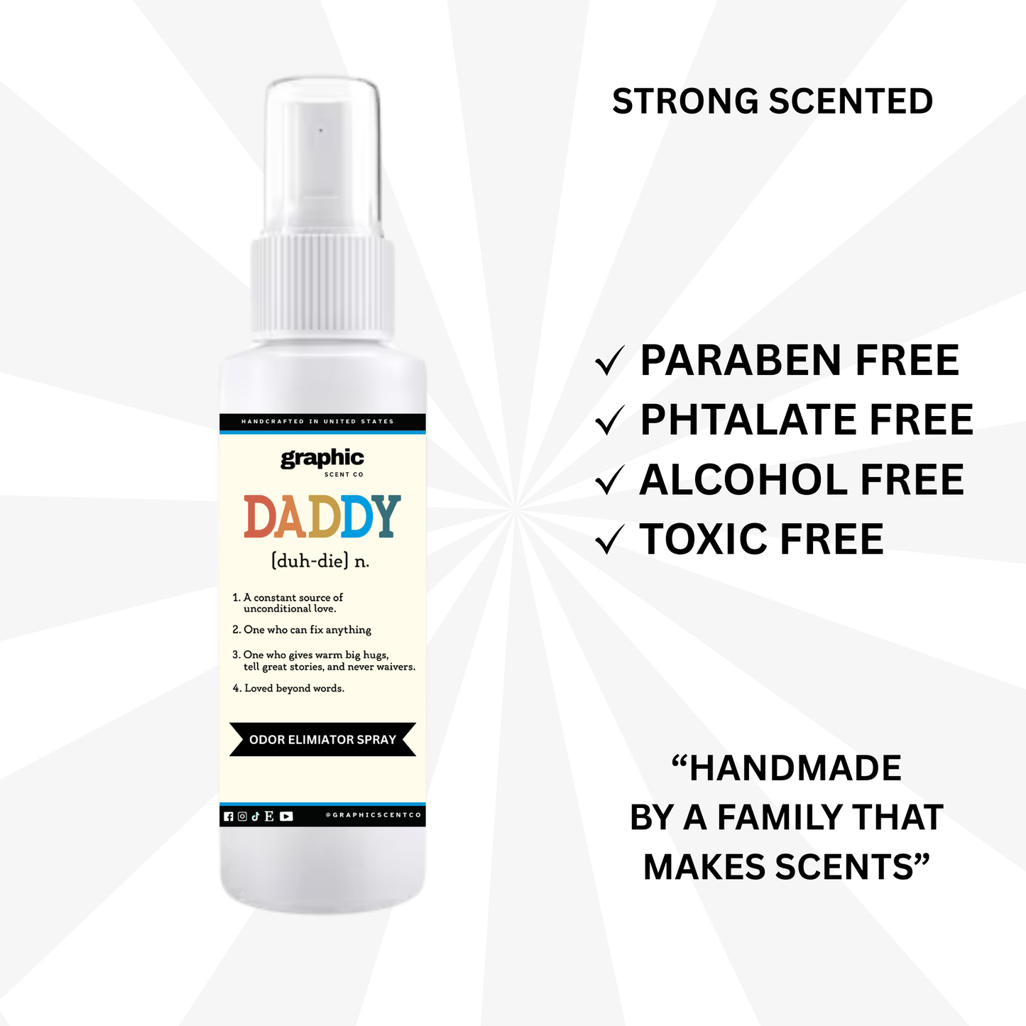 Daddy Quote Odor Eliminator Spray | Room + Linen Spray | Bathroom Spray | Car Air Freshener