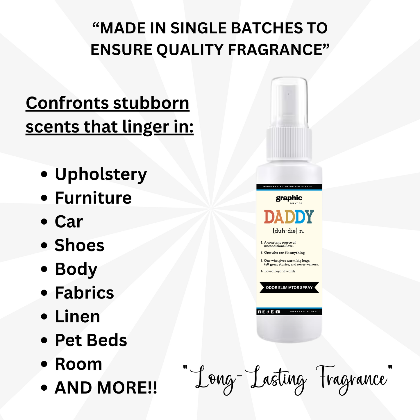 Daddy Quote Odor Eliminator Spray | Room + Linen Spray | Bathroom Spray | Car Air Freshener