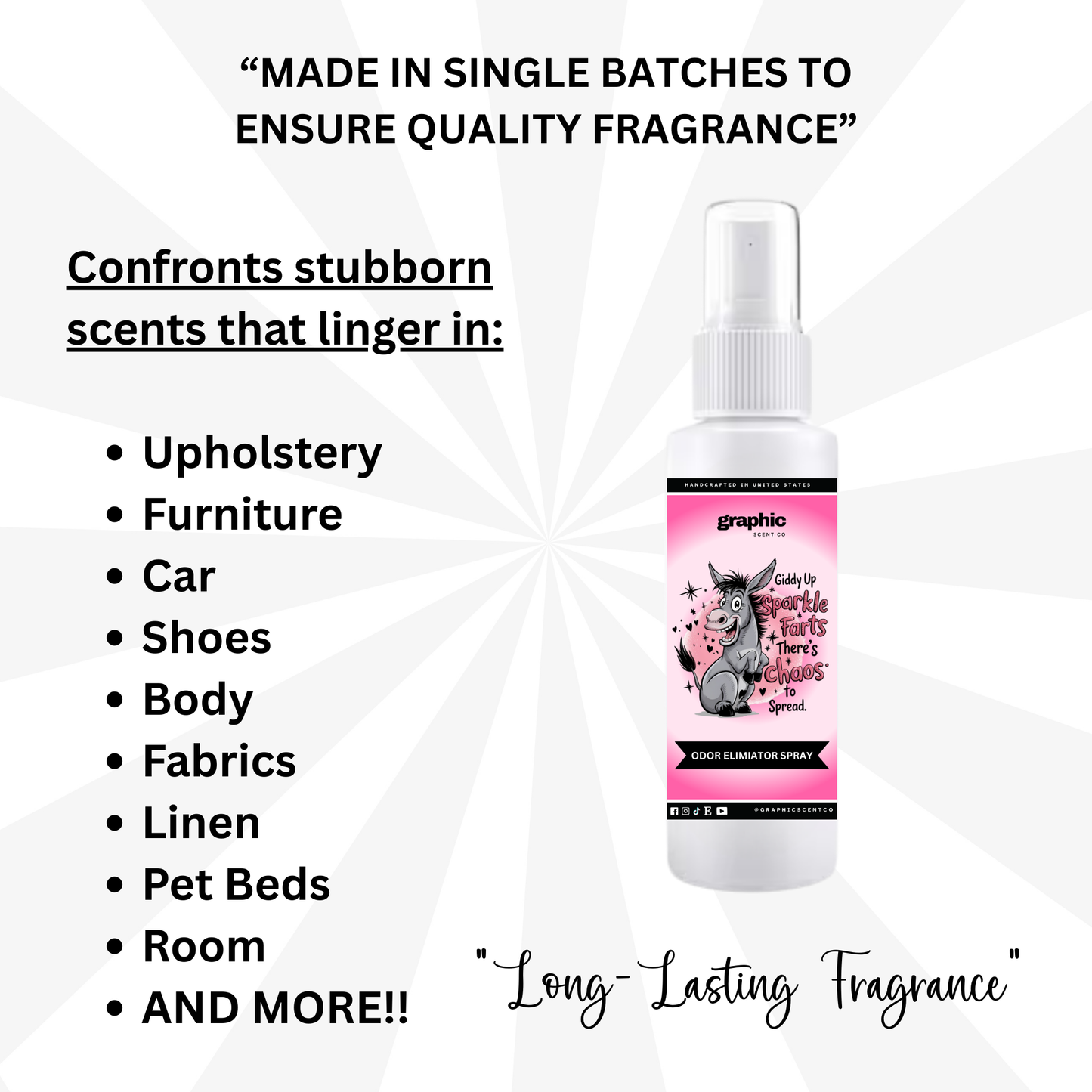 Cute Jazzy Donkey Odor Eliminator Spray | Room + Linen Spray | Bathroom Spray | Car Freshener