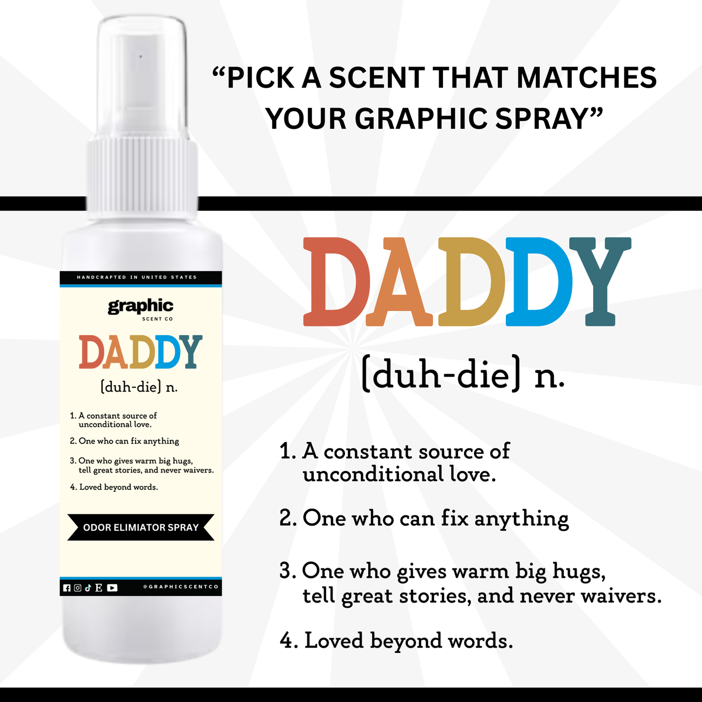 Daddy Quote Odor Eliminator Spray | Room + Linen Spray | Bathroom Spray | Car Air Freshener